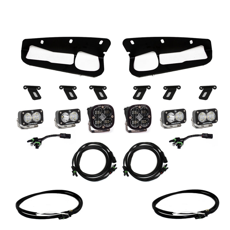 21-26 Ford Bronco / 22-26 Bronco Raptor Baja Designs 447761UP Squadron SAE/Dual S2 Sport Steel Bumper Fog Pocket Light Kit w/Upfitter