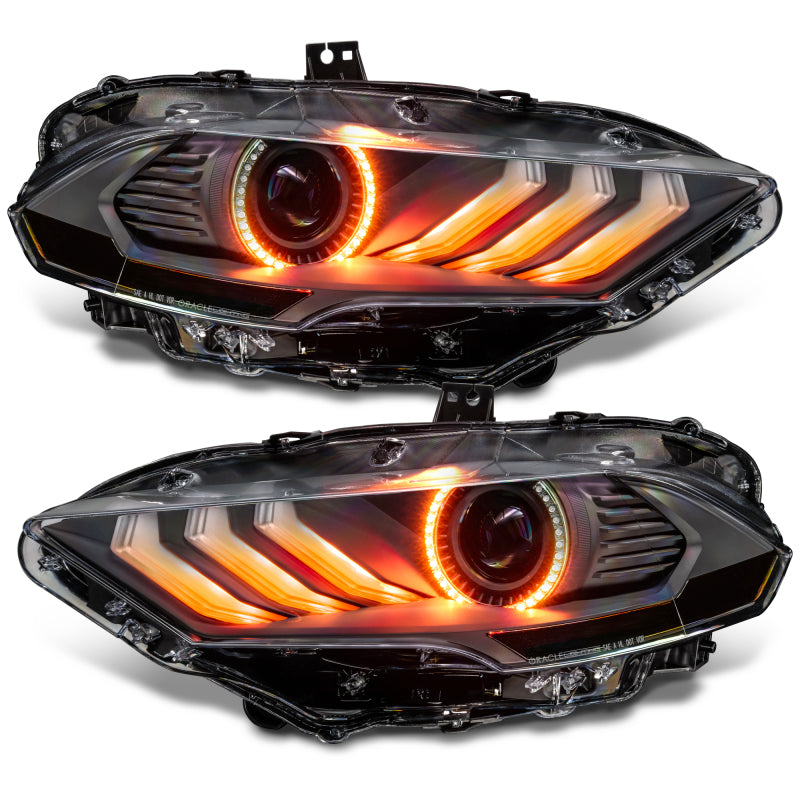 18-23 Ford Mustang Oracle Lighting 8204-332 Dynamic ColorSHIFT LED Headlights-Black Series