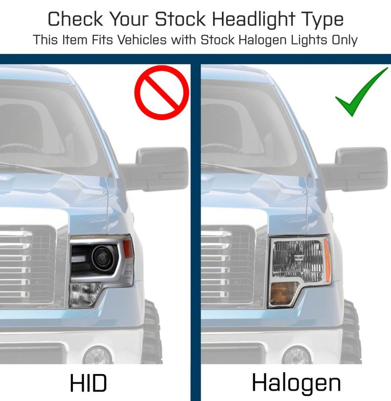 09-14 Ford F-150 Raxiom T542825 Super White LED Halo Projector Headlights- Blk Housing (Clear Lens)