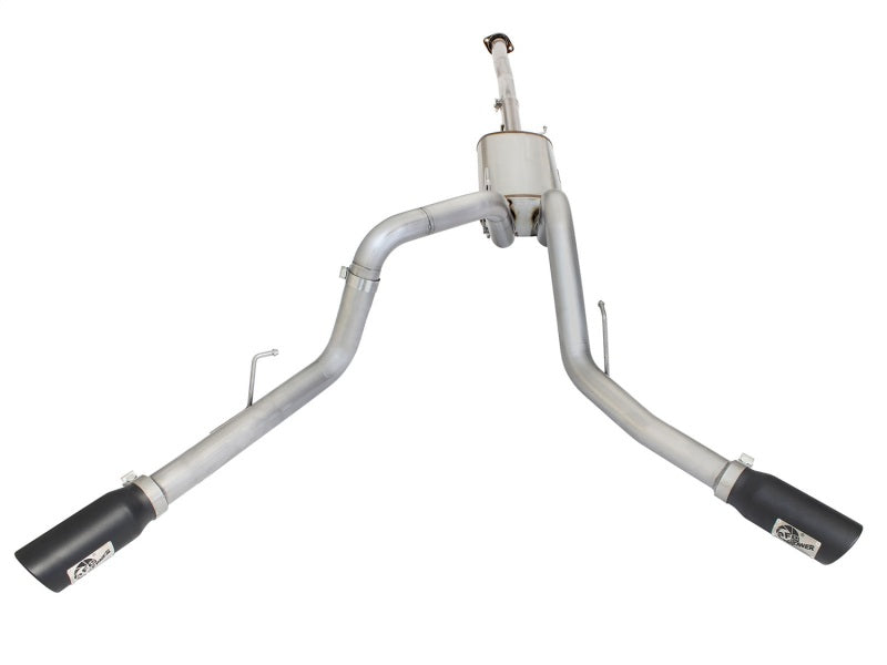15-20 Ford F150 V8 aFe 49-43074-B MACHForce SS Dual Side Exit Cat-Back Exhaust System Black Finish with Black Tips