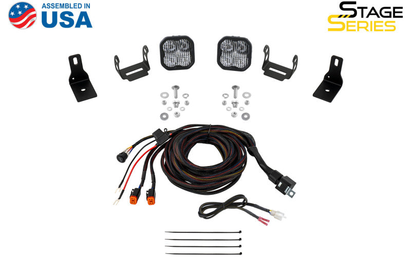 22-24 Ford Maverick Diode Dynamics DD7765 SS3 Sport Stage Series Ditch Light Kit Pro Yellow Combo