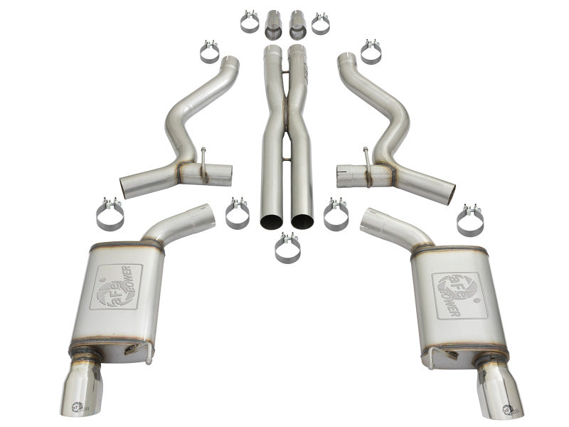 15-17 Ford Mustang GT V8 5.0L/V6 3.7L aFe 49-33072-1P MACHForce XP 3in 304 SS Cat-Back Exhausts w/ Polished Tips