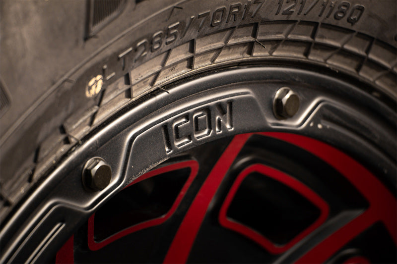 04-23 Ford F-150 / 14-23 Expedition / 10-14 & 17-23 Raptor ICON 3017856350SBRT Victory 17x8.5 6x135 6mm Offset 5in BS Satin Black w/Red Tint Wheel