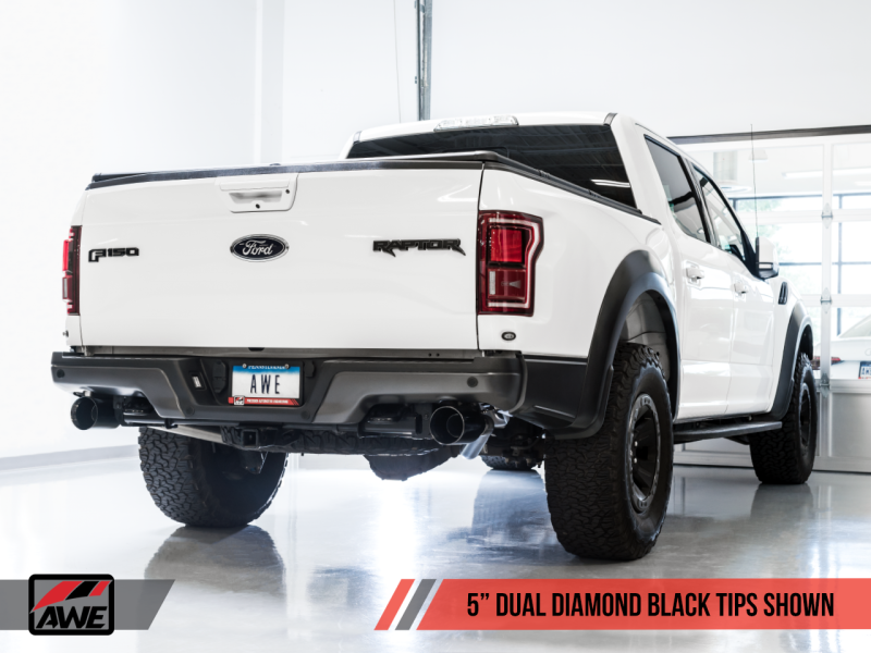 17-20 Ford Raptor AWE Tuning 3020-33050 Tailpipe Conversion Kit w/ Diamond Black Tips