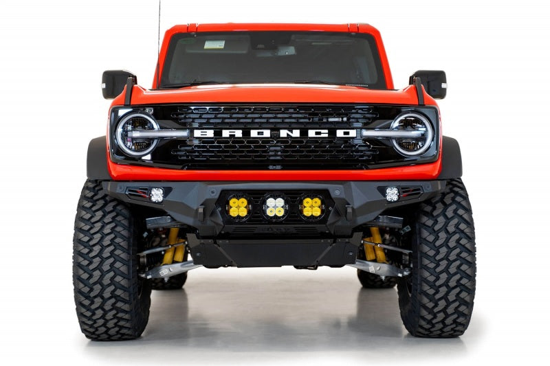 21-23 Ford Bronco Addictive Desert Designs F230194120103 Bomber Front Bumper (w/ 3 Baja Designs LP4 Mounts)