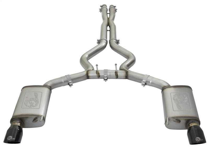 15-17 Ford Mustang GT V8 5.0L/V6 3.7L aFe 49-33072-1B MACHForce XP 3in 304 SS Cat-Back Exhausts w/ Black Tips