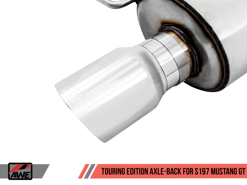 11-14 Ford Mustang GT AWE Tuning 3015-32094 S197 Axle-back Exhaust-Touring Edition(Chrome Silver Tips)