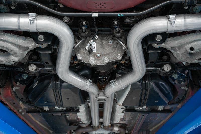 18-23 Ford Mustang GT V8 5.0L MBRP S7205BLK 3in Dual Split Rear Cat Back w/ Quad 4in Dual Wall Tips- Black Coated