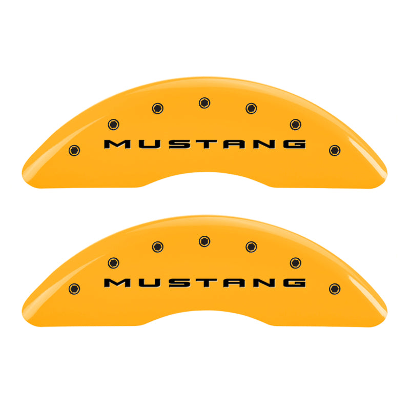 15-20 Ford Mustang MGP 10201SM52YL 4 Caliper Covers Engraved Front 2015/Mustang Engraved Rear 2015/5.0 Yellow Finish Black Character