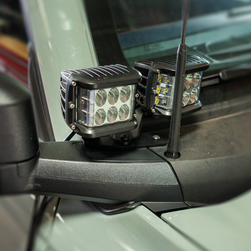 2022-2024 Ford Bronco Raptor Cali Raised CR4036 Ditch Light Mount Kit - 2 3X2 18W Led Pods / No