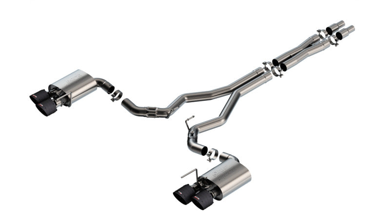 24+ Ford Mustang Dark Horse 5.0L V8 w/Active Exhaust Borla 140965CFBA ATAK Cat-Back Exhaust System - CF Tips