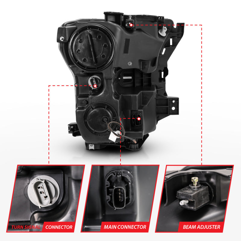 15-20 Ford F-150 V6/V8 Anzo 111357 Projector Plank Style Switchback Headlights Black / Amber