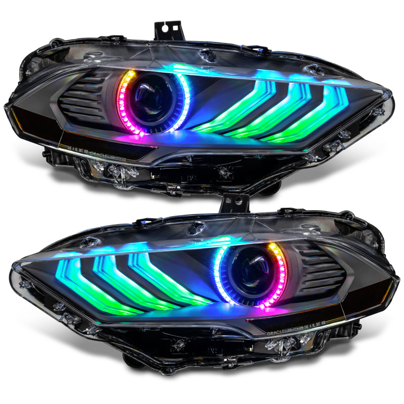 18-23 Ford Mustang Oracle Lighting 8204-332 Dynamic ColorSHIFT LED Headlights-Black Series