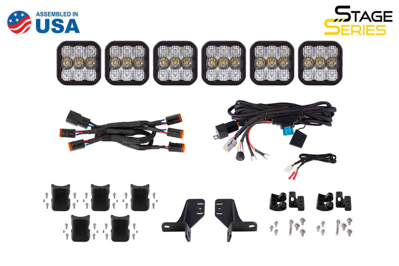 21-25 Ford Bronco Diode Dynamics DD7236 SS5 6-Pod Cross Link Grille Lightbar Kit Sport - Yellow Combo