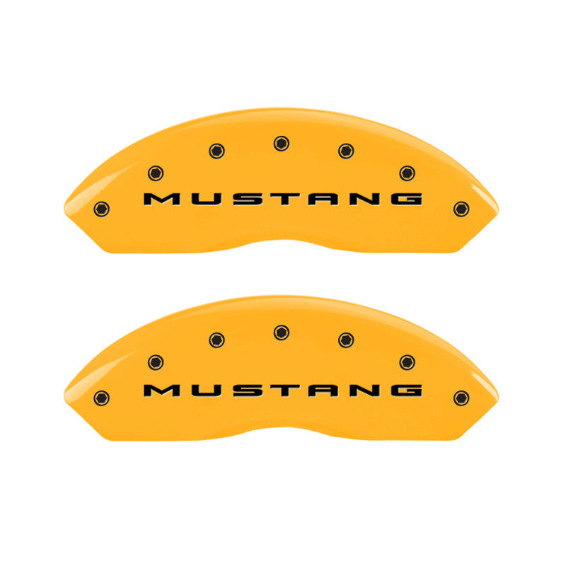 15-17 Ford Mustang MGP 10202SM32YL 4 Caliper Covers Engraved Front 2015/Mustang Engraved Rear 2015/3.7 Yellow Finish Black Character