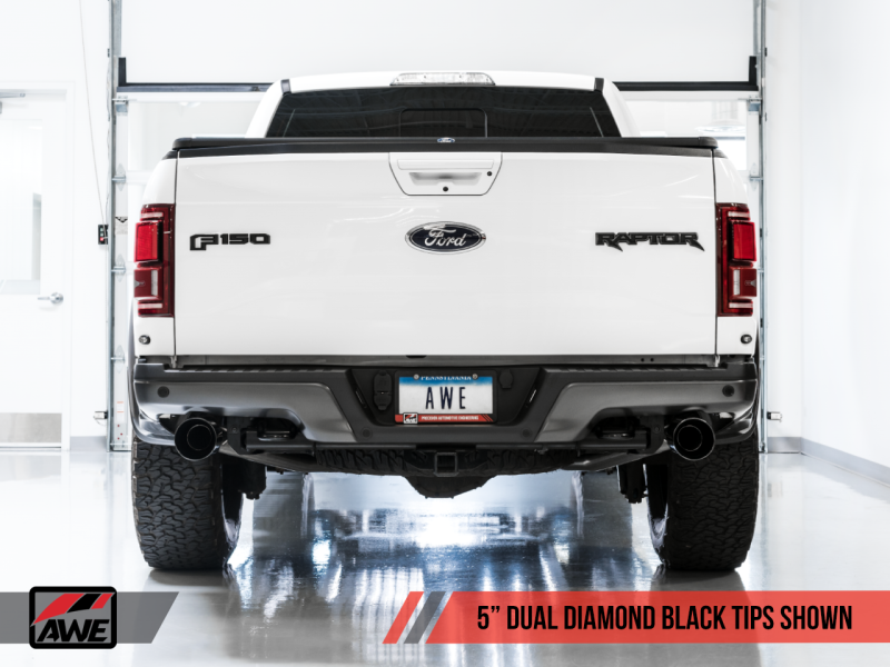 17-20 Ford Raptor AWE Tuning 3020-33050 Tailpipe Conversion Kit w/ Diamond Black Tips