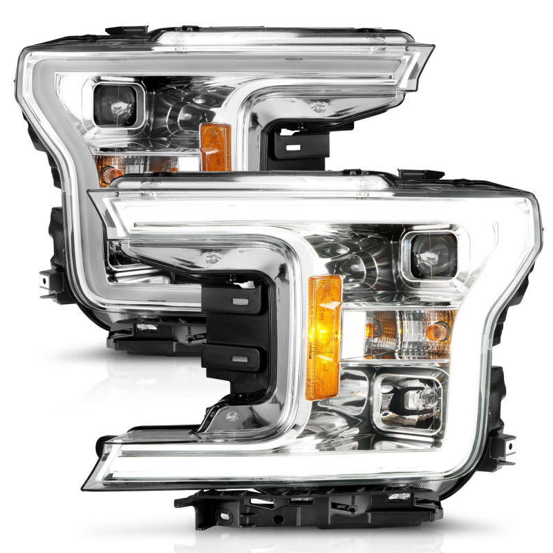 18-20 Ford F-150 Anzo 111399 Projector Plank Style Switchback Headlights Chrome