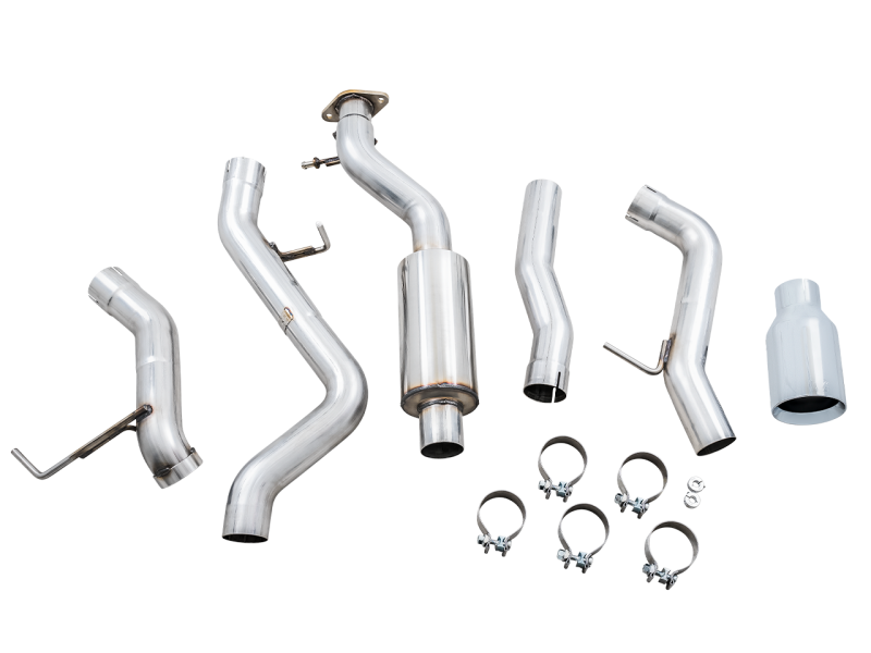 21-23 Ford Bronco V6 2.3L & 2.7L EB AWE Tuning 3015-22789 0FG Single Rear Exit Exhaust w/ Chrome Silver Tip & Bash Guard