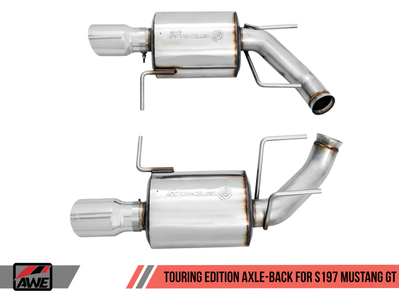 11-14 Ford Mustang GT AWE Tuning 3015-32094 S197 Axle-back Exhaust-Touring Edition(Chrome Silver Tips)
