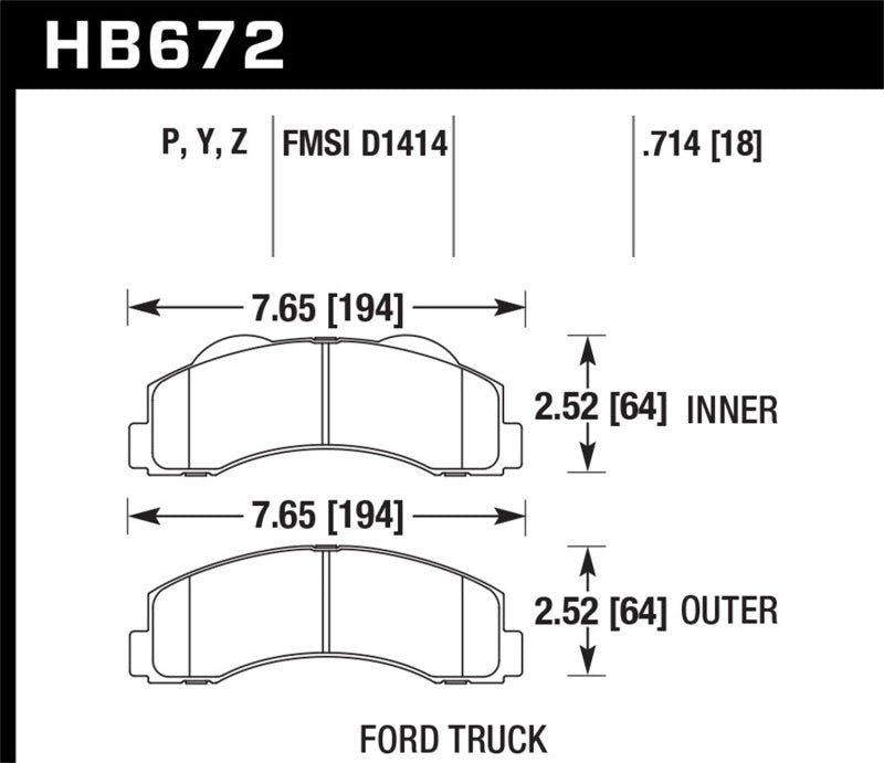 10-20 Ford F-150 / 15-20 Ford Expedition Hawk Performance HB672P.714 Front Super Duty Brake Pads