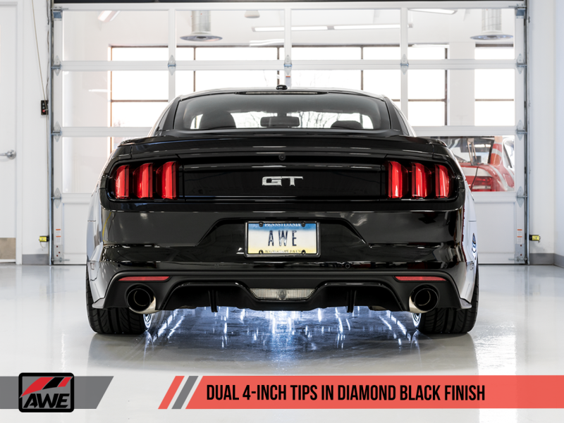 15-17 Ford Mustang GT AWE Tuning 3015-33084 S550 Cat-Back Exhaust - Touring Edition (Diamond Black Tips)