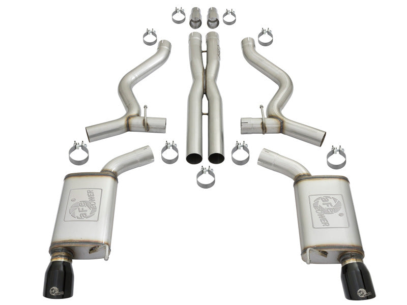 15-17 Ford Mustang GT V8 5.0L/V6 3.7L  aFe 49-33072-1B MACHForce XP 3in 304 SS Cat-Back Exhausts w/ Black Tips