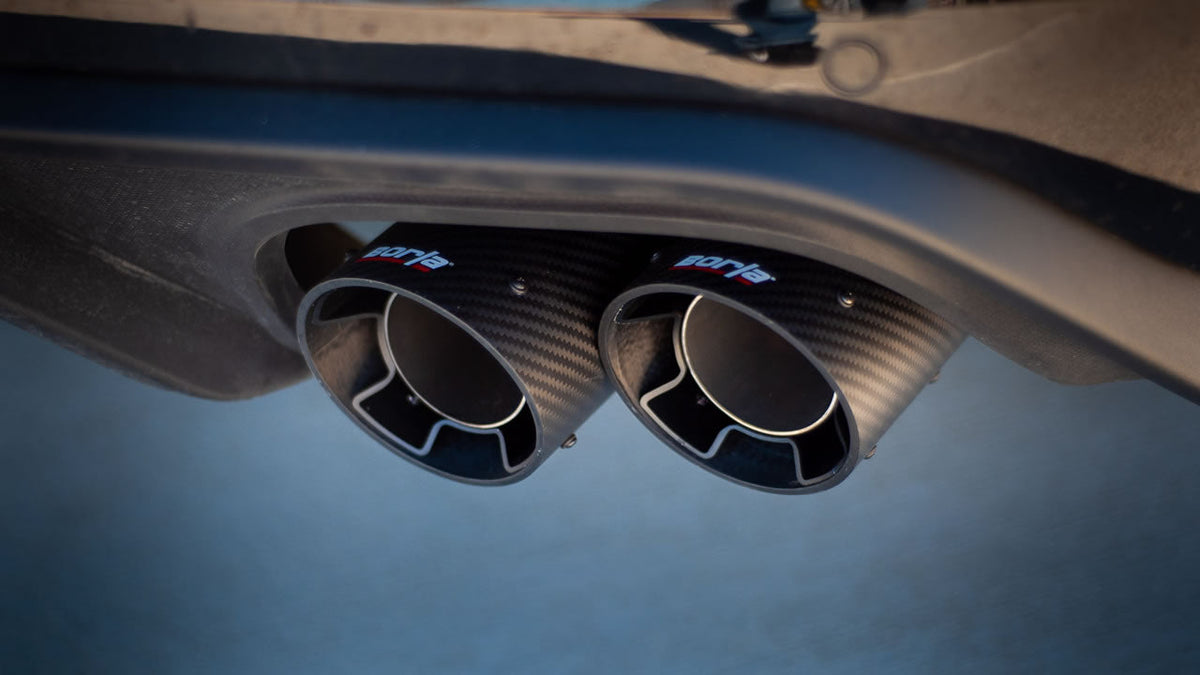 18-23 Ford Mustang GT 5.0L Borla 140746CFBA Coupe w/o Valves ATAK 3in Cat-Back Exhaust-Blk Carbon Fiber Tips