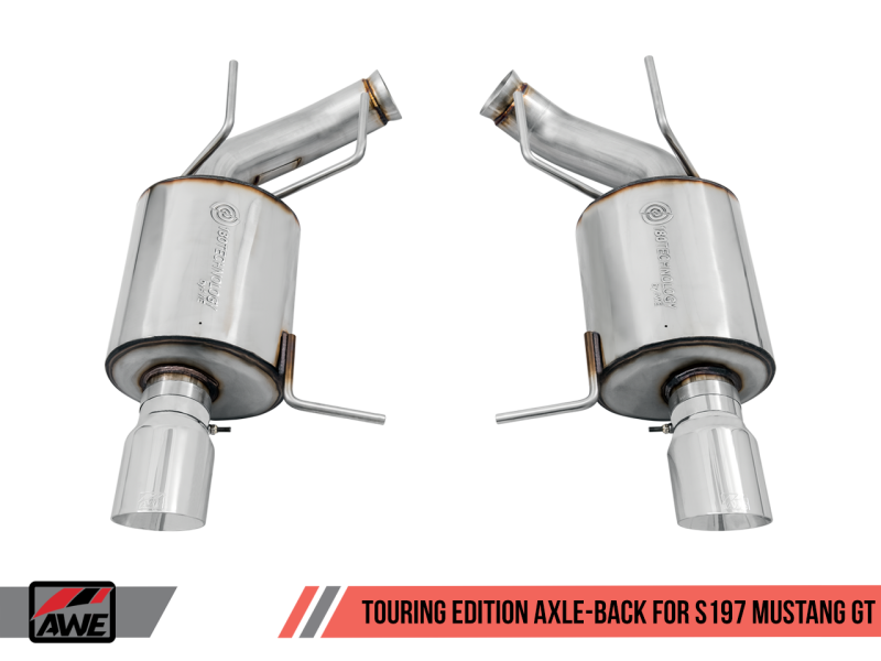 11-14 Ford Mustang GT AWE Tuning 3015-32094 S197 Axle-back Exhaust-Touring Edition(Chrome Silver Tips)