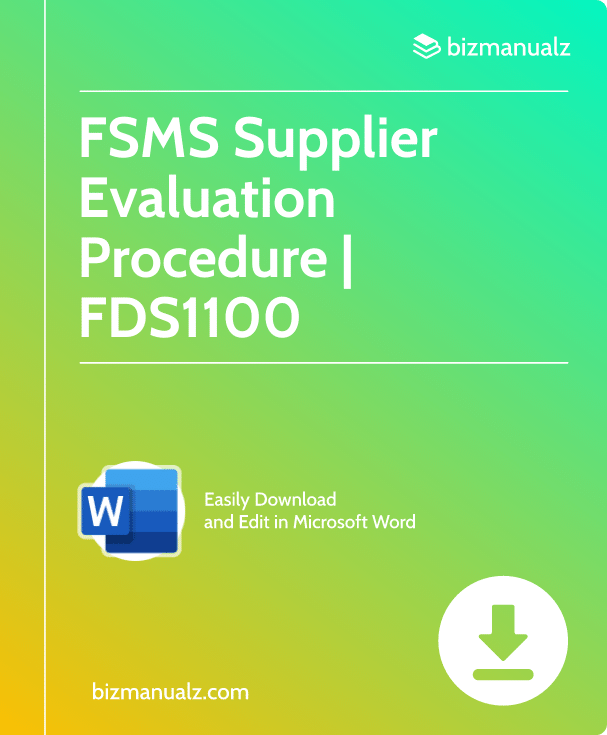 FSMS Supplier Evaluation Procedure | FDS1100
