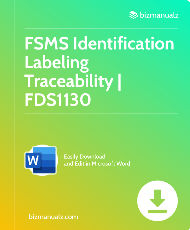 FSMS Identification Labeling Traceability Procedure | FDS1130