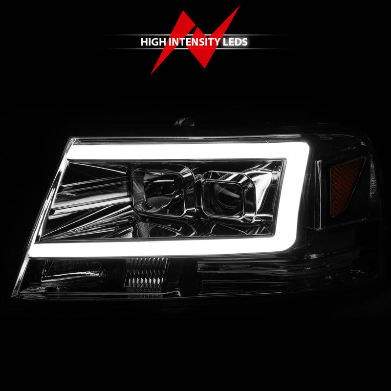 04-08 Ford  F-150 ANZO 111542 Projector Headlights w/ Light Bar Chrome Housing