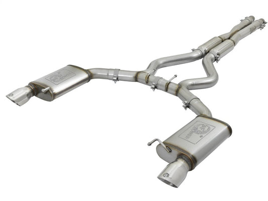 15-17 Ford Mustang V6 3.7L/V8 5.0L aFe 49-33087-P MACHForce XP 3in Sport Tone Cat-Back Exhausts w/ Polished Tips