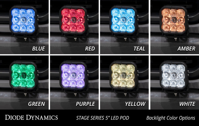 21-23 Ford F-150 Diode Dynamics DD7329 SS5 Bumper LED Pod Light Kit - Sport Yellow Driving