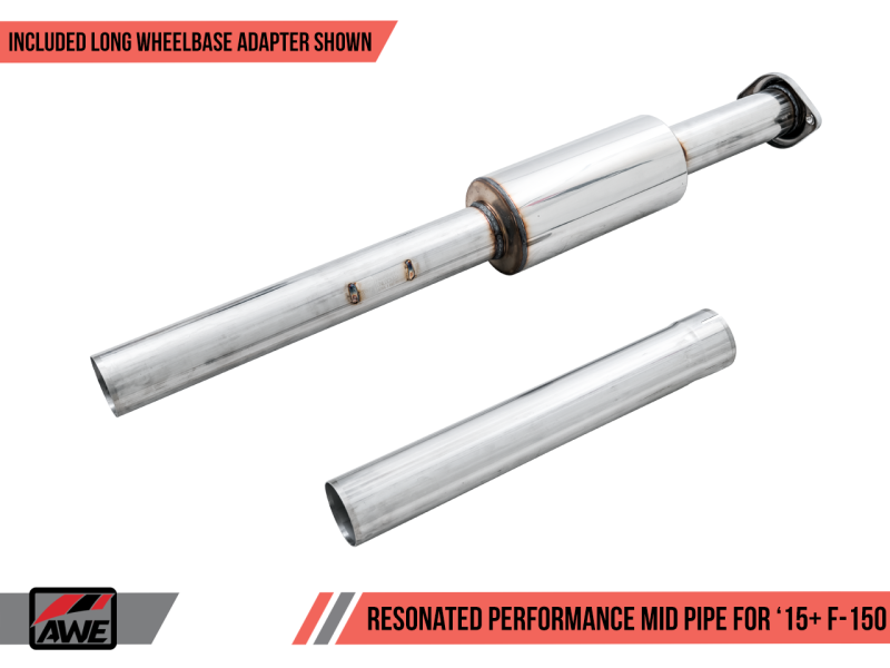 15-20 Ford F-150 2.7L / 3.5L Ecoboost V6 / 5.0L V8 AWE 3015-11048 Tuning Resonated Performance Midpipe