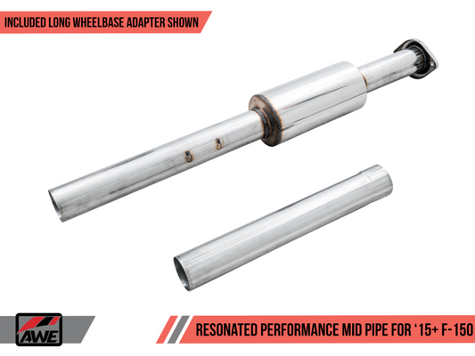 15-20 Ford F-150 2.7L / 3.5L Ecoboost V6 / 5.0L V8 AWE 3015-11048 Tuning Resonated Performance Midpipe