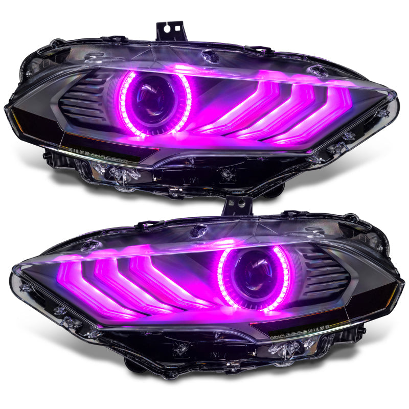 18-23 Ford Mustang Oracle Lighting 8204-332 Dynamic ColorSHIFT LED Headlights-Black Series