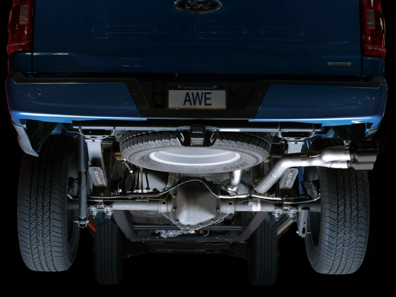 21-26 Ford F-150 AWE Tuning 3015-23059 0FG Dual Side Exit Cat-Back Exhaust - 4.5in Diamond Black Tips