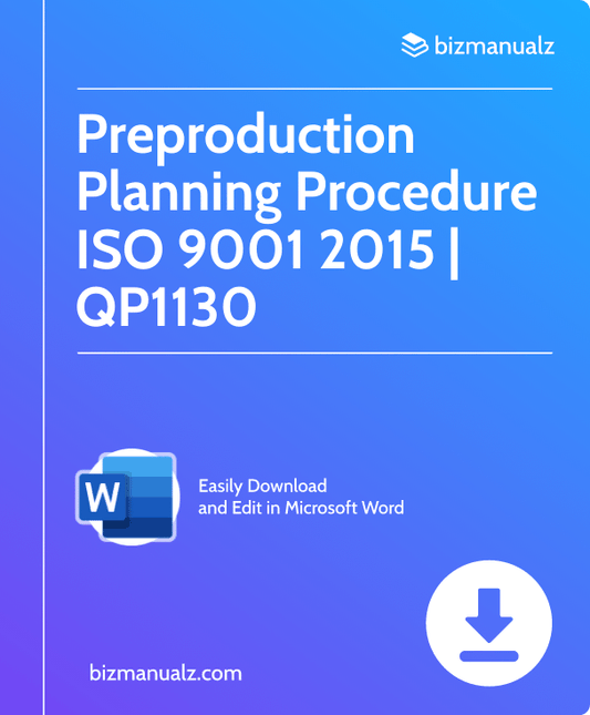 Preproduction Planning Procedure ISO 9001 2015| QP1130