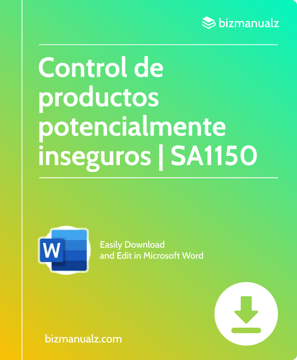 Control de productos potencialmente inseguros procedimiento | SA1150