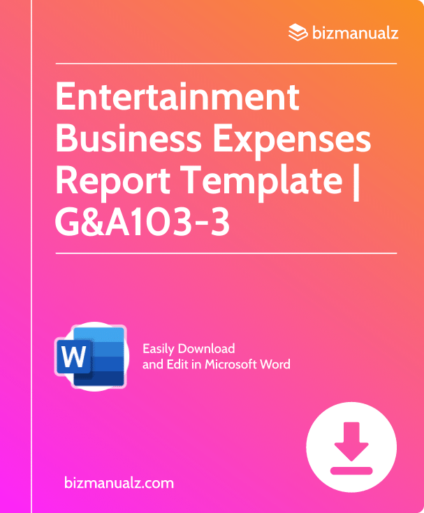 Entertainment Business Expenses Report Template | G&A103-3