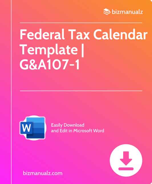 Federal Tax Calendar Template | G&A107-1