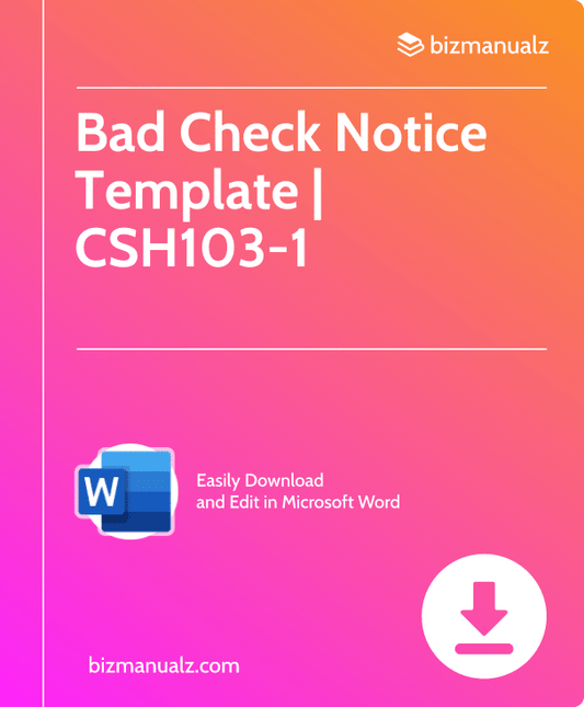 Bad Check Notice Template | CSH103-1