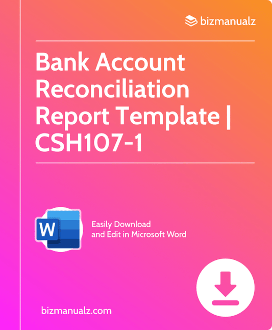 Bank Account Reconciliation Report Template | CSH107-1
