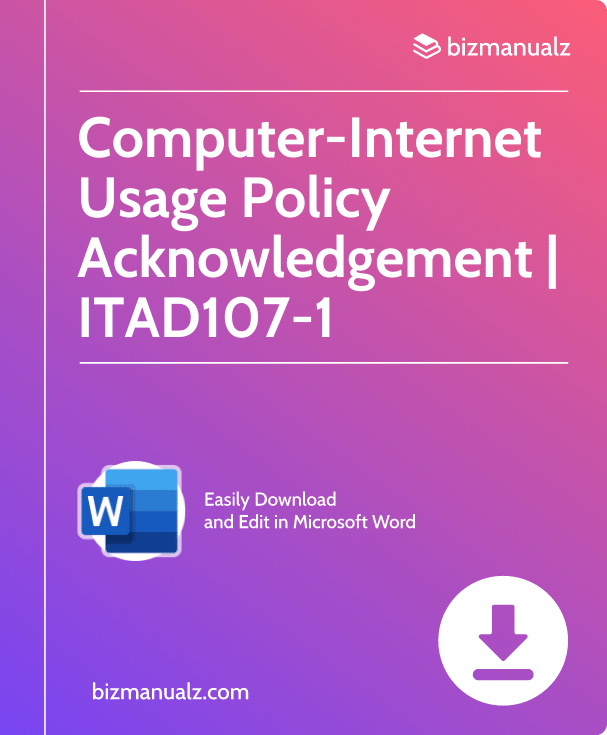 Computer-Internet Usage Policy Acknowledgement Template | ITAD107-1