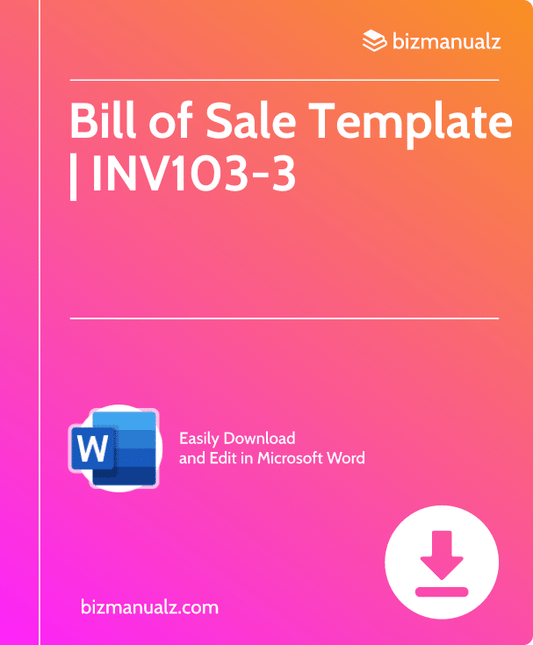 Bill of Sale Template | INV103-3