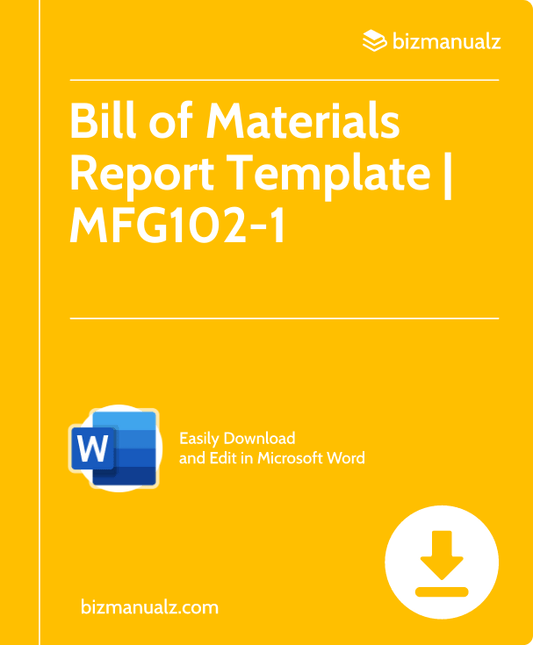 Bill of Materials Report Template | MFG102-1
