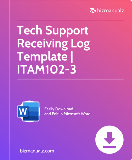 Tech Support Receiving Log Template | ITAM102-3