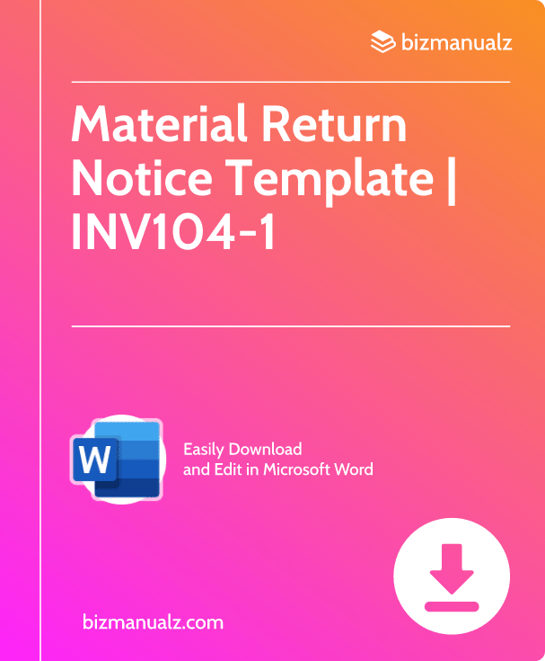 Material Return Notice Template | INV104-1