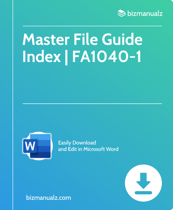 Master File Guide Index Template | FA1040-1