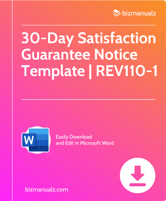 30-Day Satisfaction Guarantee Notice Template | REV110-1